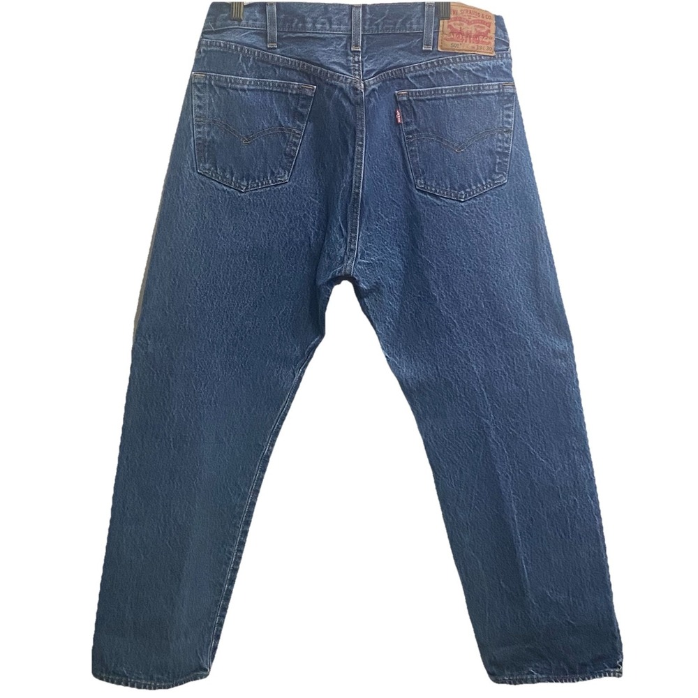 Levis Jeans Button Fly Blue 501 Jeans Mens Straight Leg  Size 38x30 - Picture 2 of 8